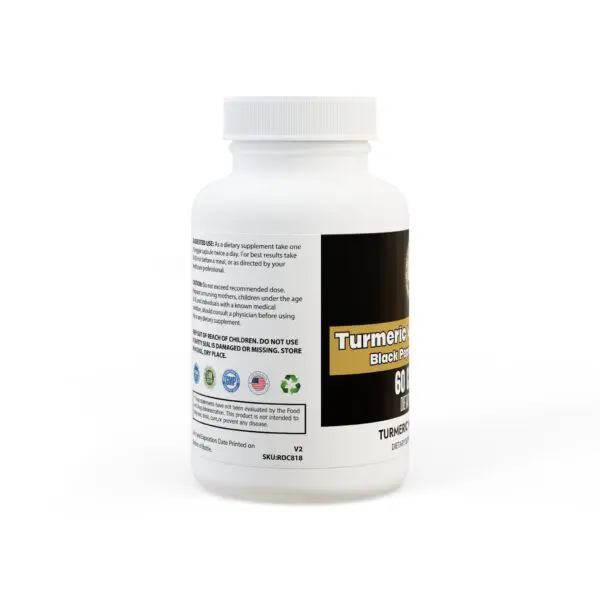 Turmeric with BioPerine® (Black Pepper Fruit Extract) Supplement (60 Capsules) - Image 2