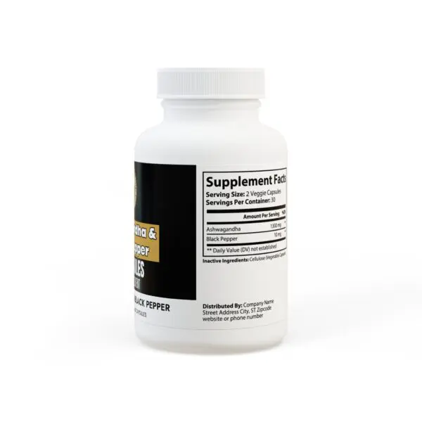 Ashwagandha and Black Pepper Supplement (60 capsules) - Image 3